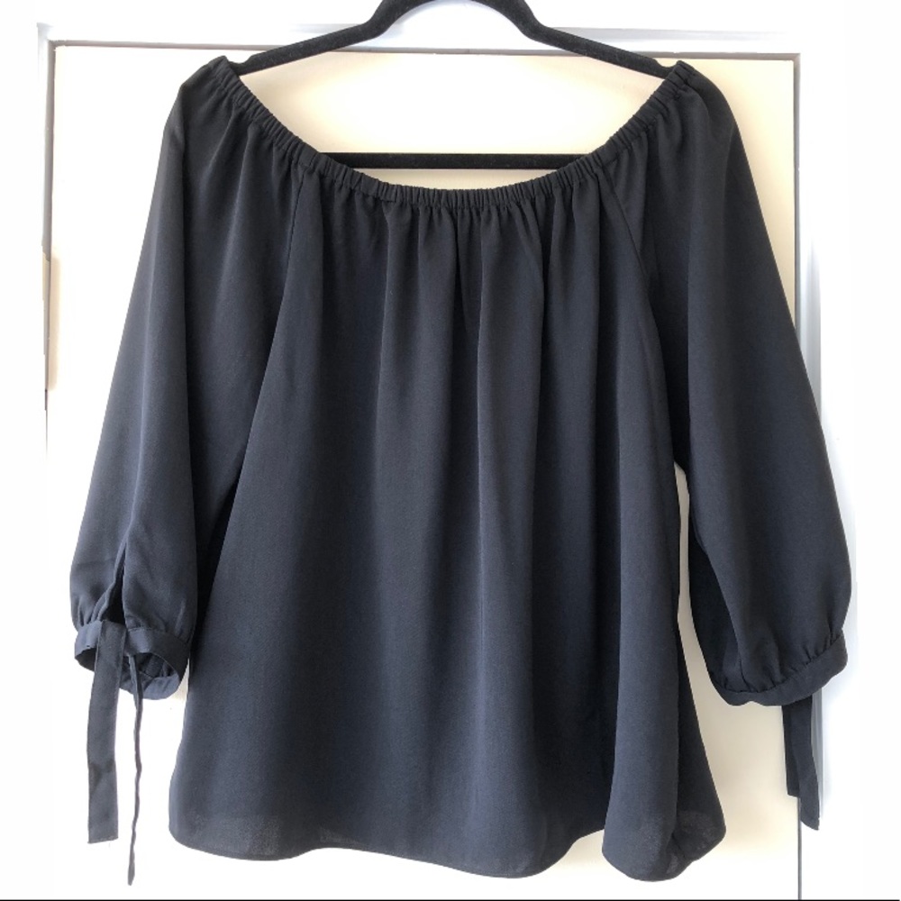 J.Crew Elastic Scoop Neck Top w/ 3/4 Inch Sleeves